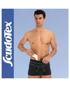 Cotton Boxer Ernia nero aperto con Pelotte